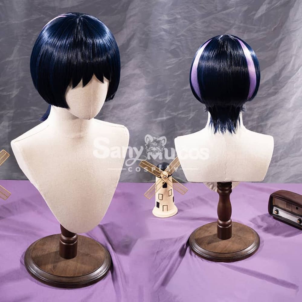 【In Stock】Game Genshin Impact The Wanderer Scaramouche Kunikuzushi Purple Short Cosplay Wig Wigs