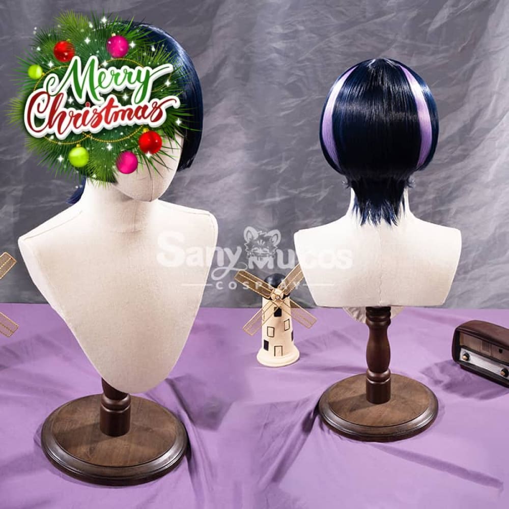 【In Stock】Game Genshin Impact The Wanderer Scaramouche Kunikuzushi Purple Short Cosplay Wig Wigs