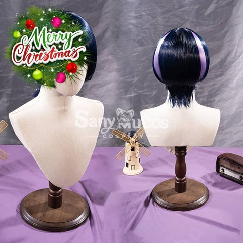 【In Stock】Game Genshin Impact The Wanderer Scaramouche Kunikuzushi Purple Short Cosplay Wig Wigs