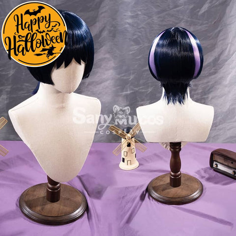 【In Stock】Game Genshin Impact The Wanderer Scaramouche Kunikuzushi Purple Short Cosplay Wig Wigs