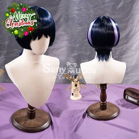 【In Stock】Game Genshin Impact The Wanderer Scaramouche Kunikuzushi Purple Short Cosplay Wig Wigs