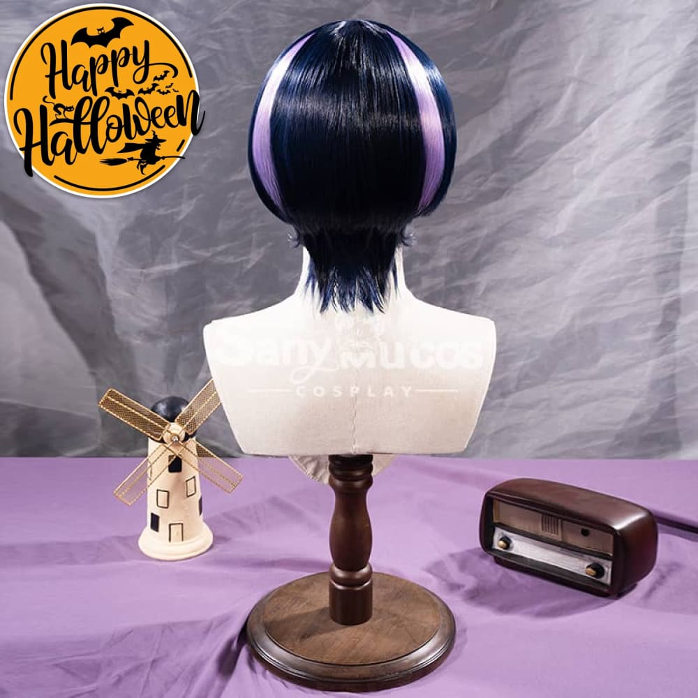【In Stock】Game Genshin Impact The Wanderer Scaramouche Kunikuzushi Purple Short Cosplay Wig Wigs