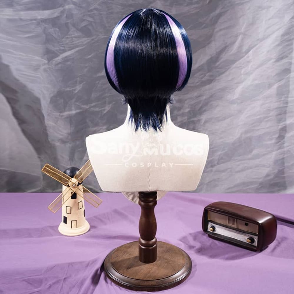 【In Stock】Game Genshin Impact The Wanderer Scaramouche Kunikuzushi Purple Short Cosplay Wig Wigs
