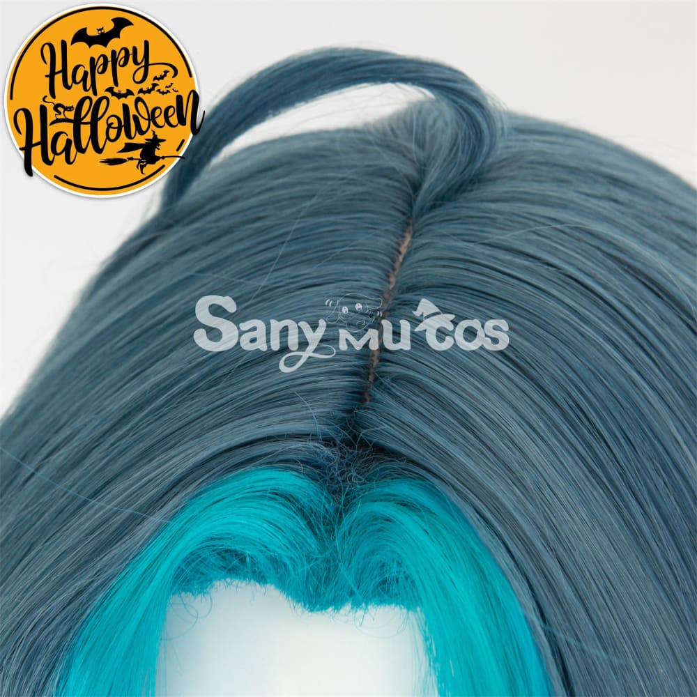 Game Genshin Impact Xiao Short Dark Green Blue Hair Cosplay Wig