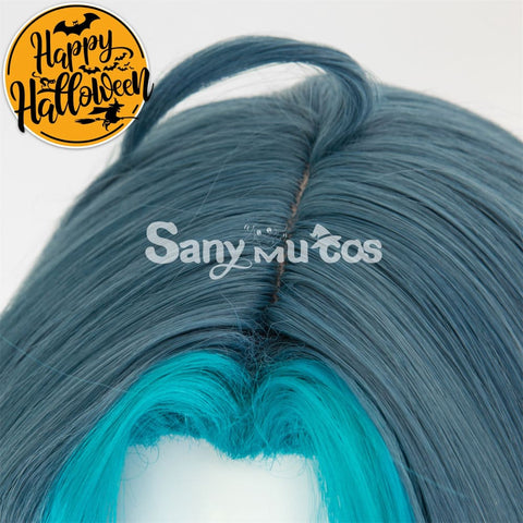 Game Genshin Impact Xiao Short Dark Green Blue Hair Cosplay Wig
