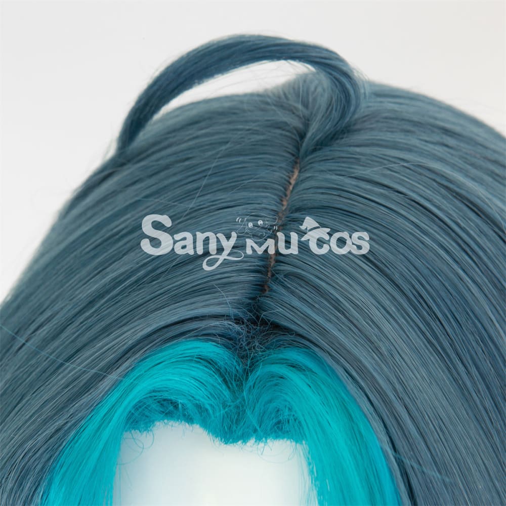 Game Genshin Impact Xiao Short Dark Green Blue Hair Cosplay Wig