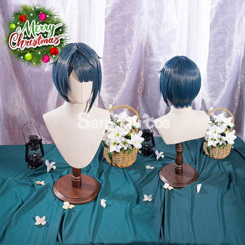 Game Genshin Impact Xingqiu Cosplay Wig Short Blue