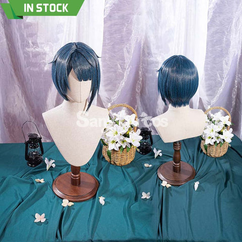 Game Genshin Impact Xingqiu Cosplay Wig Short Blue