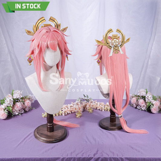 【In Stock】Game Genshin Impact Yae Miko Cosplay Pink Long Wig Wigs 1000