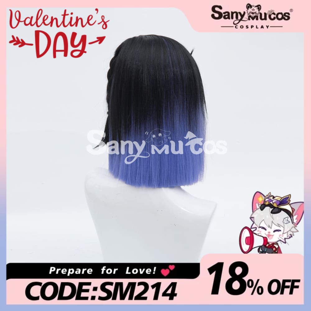 Game Genshin Impact Yelan Cosplay Wig Blue Short Wig