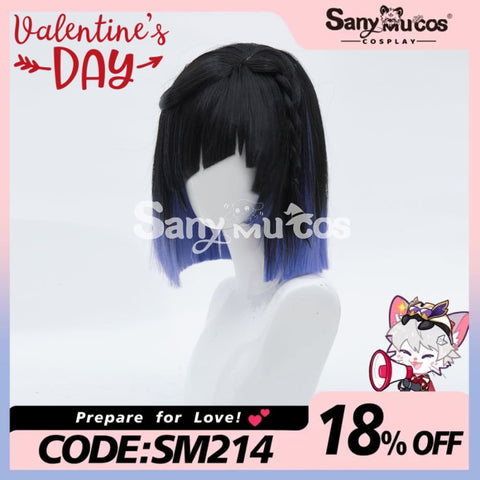 Game Genshin Impact Yelan Cosplay Wig Blue Short Wig