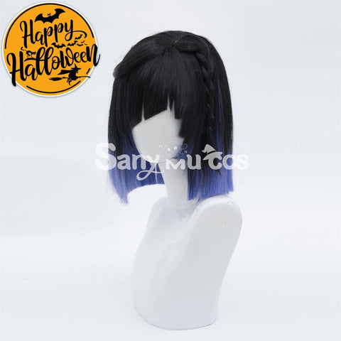 Game Genshin Impact Yelan Cosplay Wig Blue Short Wig