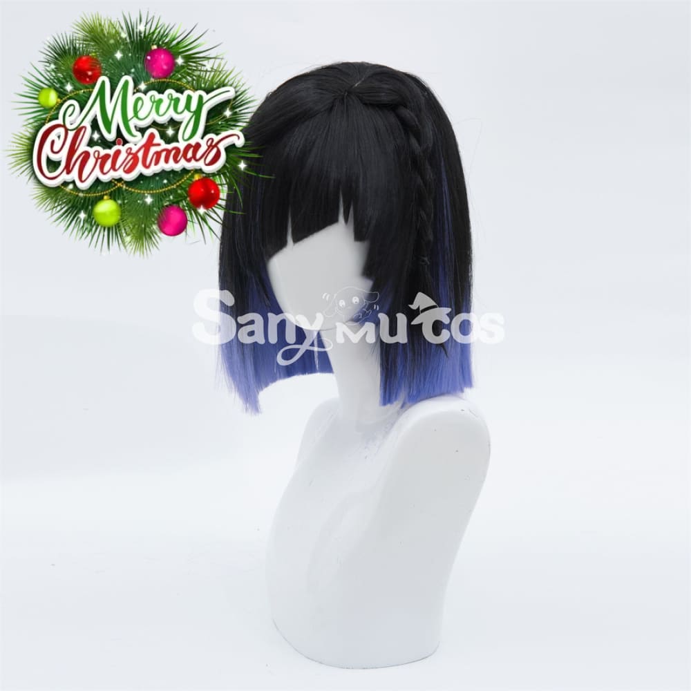 Game Genshin Impact Yelan Cosplay Wig Blue Short Wig