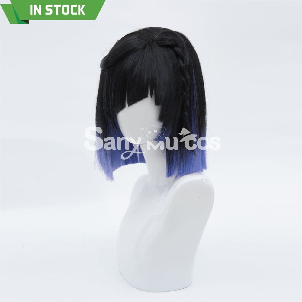 Game Genshin Impact Yelan Cosplay Wig Blue Short Wig