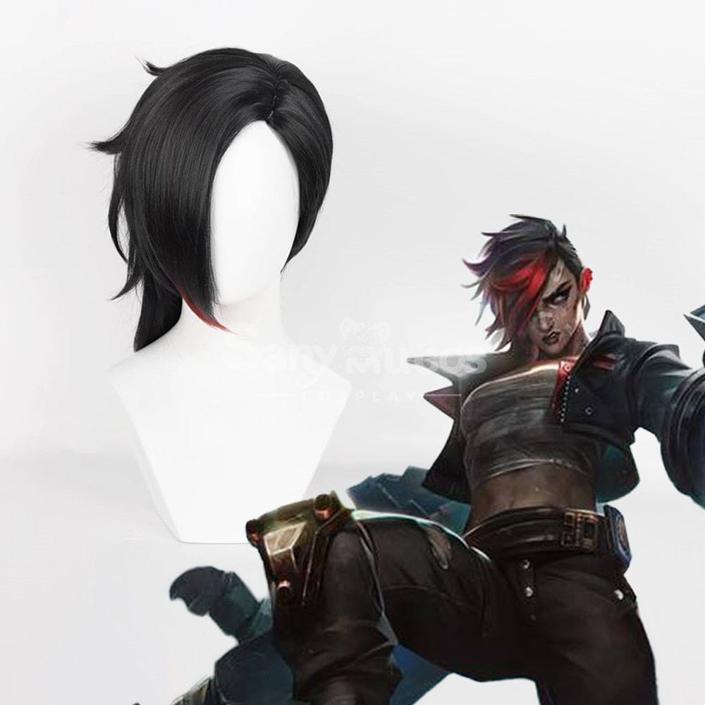 【In Stock】Game League Of Legends Arcane 2 Cosplay Vi Black Wig Wigs