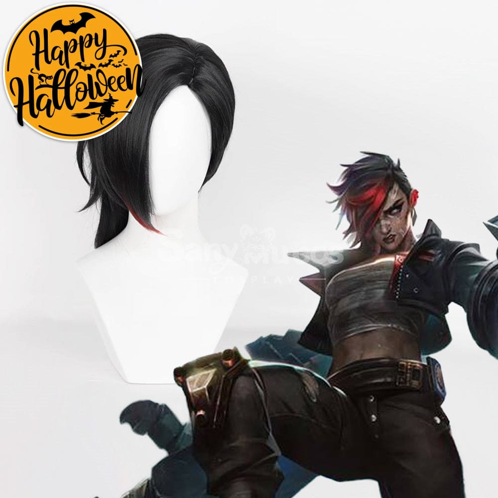 【In Stock】Game League Of Legends Arcane 2 Cosplay Vi Black Wig Wigs