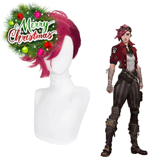 【In Stock】Game League Of Legends Arcane 2 Cosplay Vi Red Wig Wigs 1000