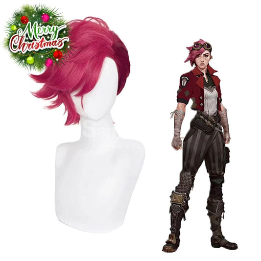 【In Stock】Game League Of Legends Arcane 2 Cosplay Vi Red Wig Wigs 1000