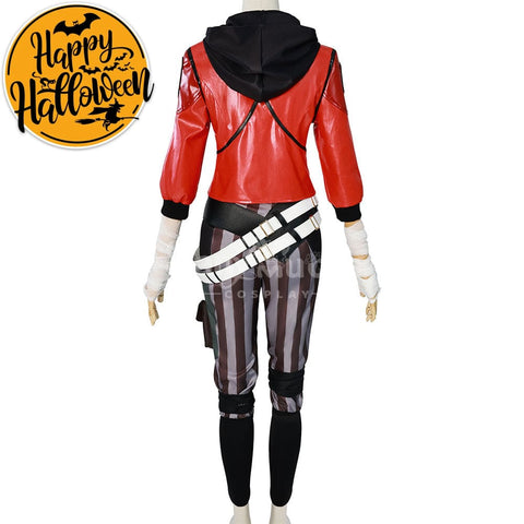 【In Stock】Game League Of Legends Arcane Cosplay Vi Red Leather Costume Plus Size Costumes
