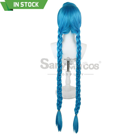 【In Stock】Game League Of Legends Arcane Jinx Blue Long Weave Cosplay Wig Wigs