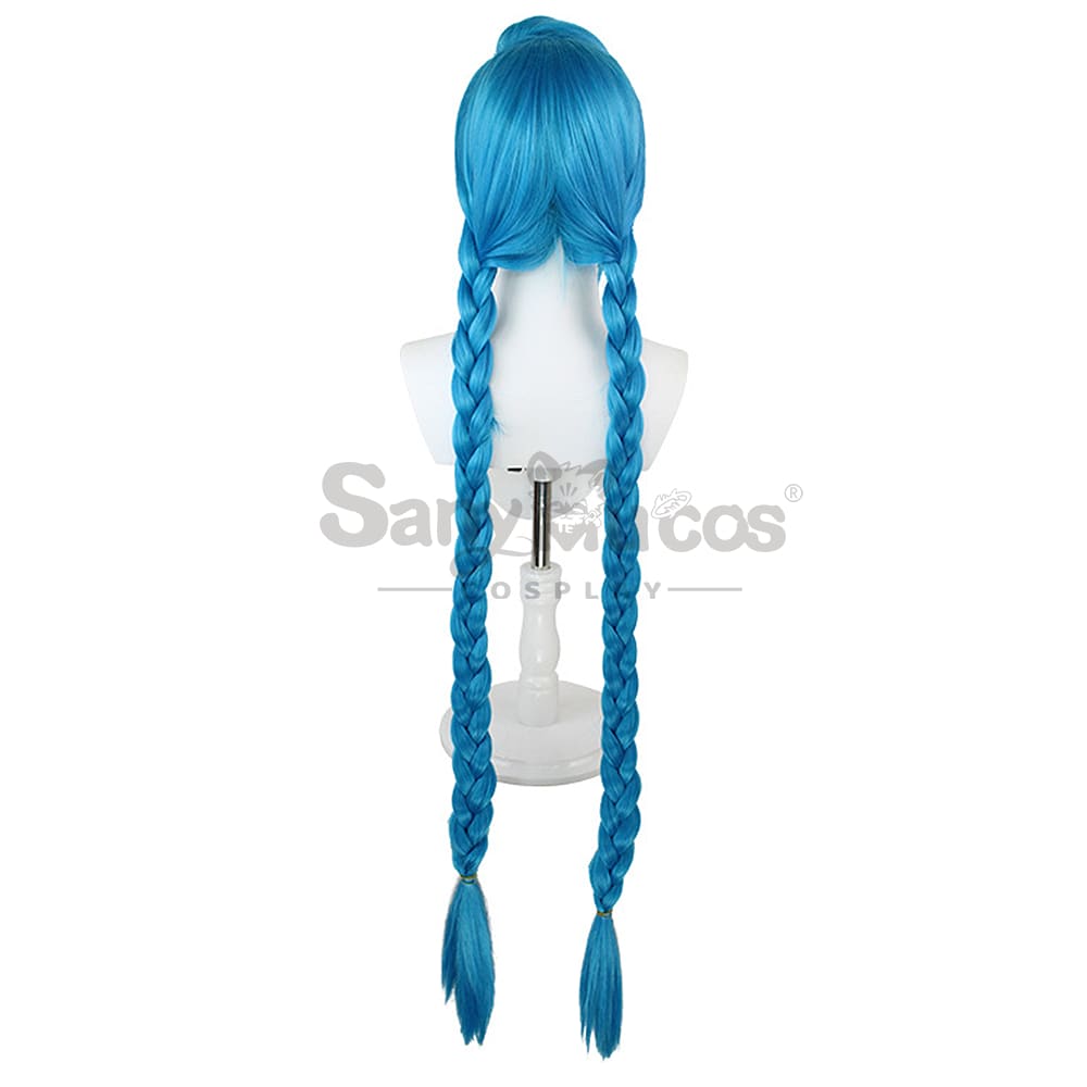 【In Stock】Game League Of Legends Arcane Jinx Blue Long Weave Cosplay Wig Wigs