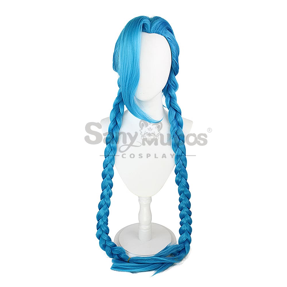 【In Stock】Game League Of Legends Arcane Jinx Blue Long Weave Cosplay Wig Wigs