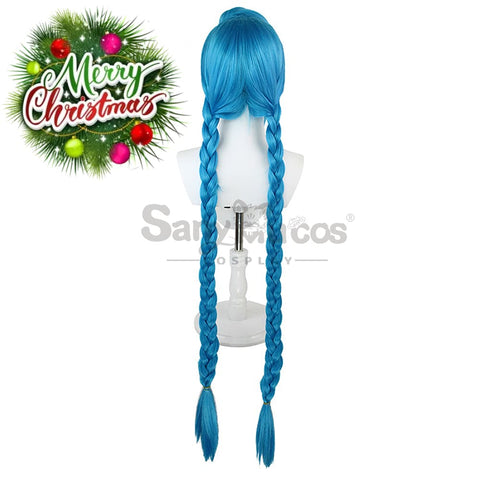 【In Stock】Game League Of Legends Arcane Jinx Blue Long Weave Cosplay Wig Wigs