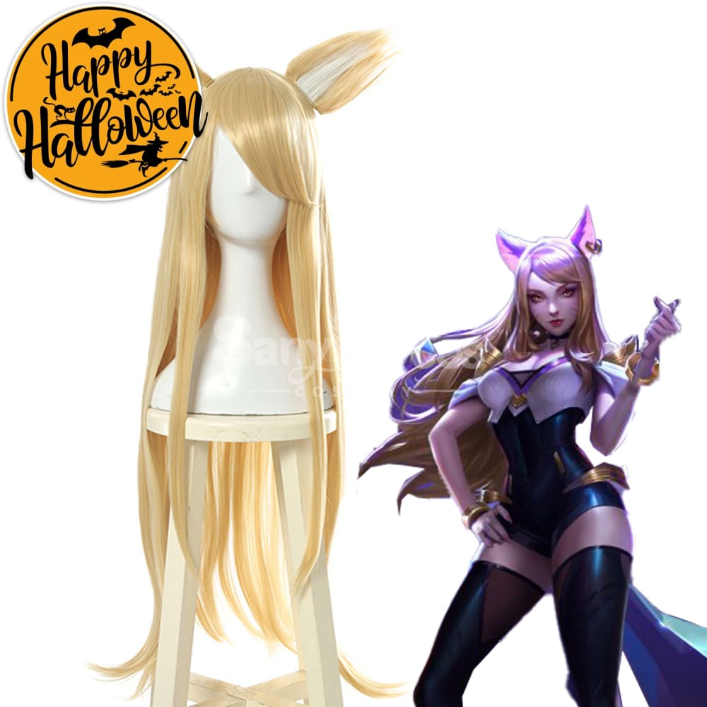 【In Stock】Game League Of Legends Cosplay K/Da Ahri Wig Long Blond Wigs