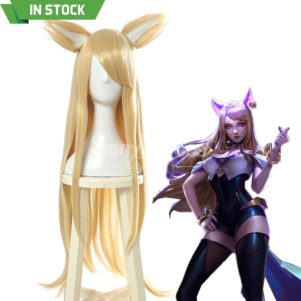 【In Stock】Game League Of Legends Cosplay K/Da Ahri Wig Long Blond Wigs