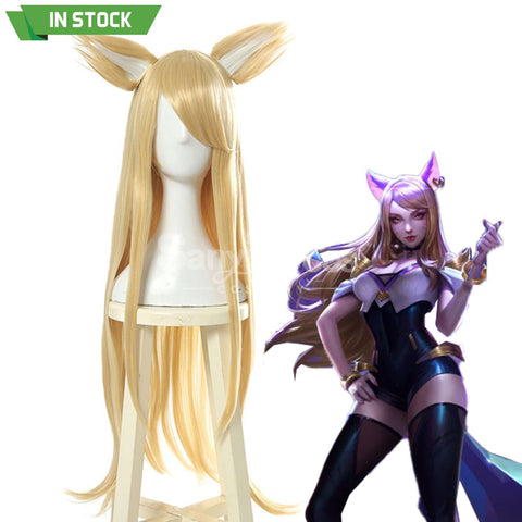 【In Stock】Game League Of Legends Cosplay K/Da Ahri Wig Long Blond Wigs