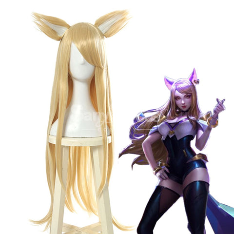 【In Stock】Game League Of Legends Cosplay K/Da Ahri Wig Long Blond Wigs