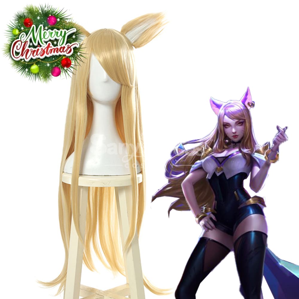 【In Stock】Game League Of Legends Cosplay K/Da Ahri Wig Long Blond Wigs