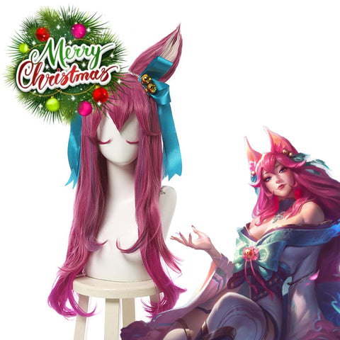 【In Stock】Game League Of Legends Cosplay Spirit Blossom Ahri Wig Long Dark Pink Wigs