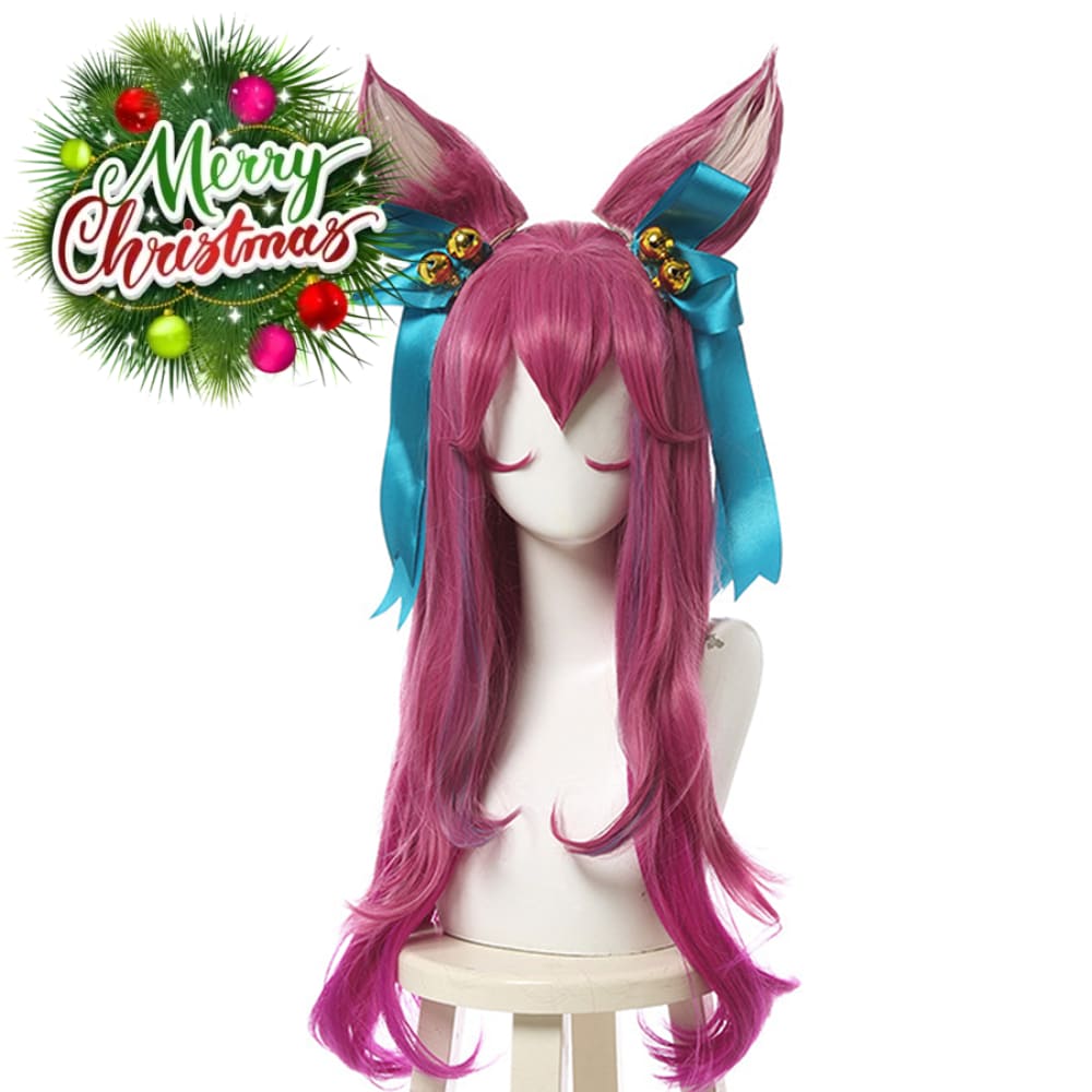 【In Stock】Game League Of Legends Cosplay Spirit Blossom Ahri Wig Long Dark Pink Wigs