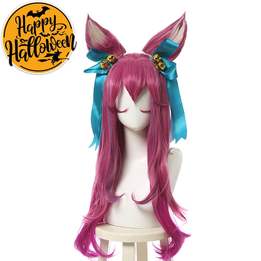 【In Stock】Game League Of Legends Cosplay Spirit Blossom Ahri Wig Long Dark Pink Wigs