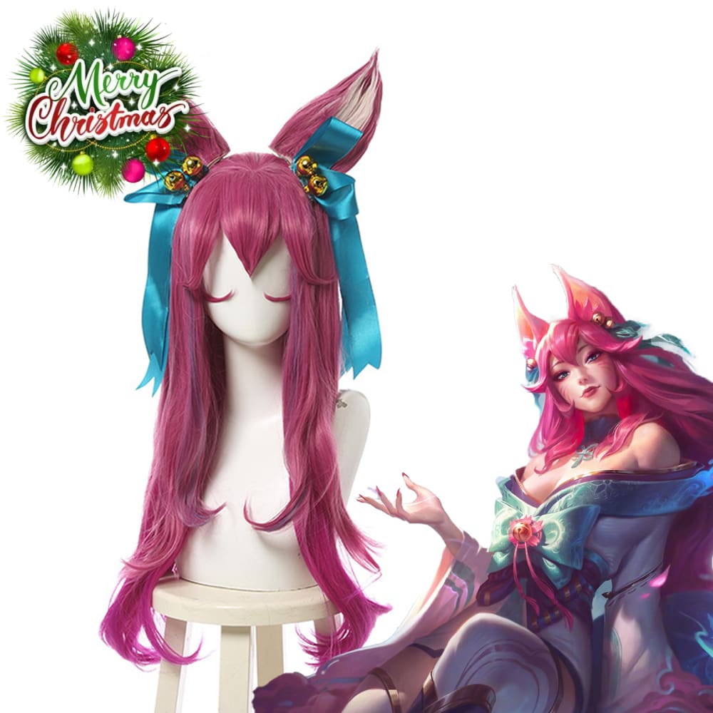【In Stock】Game League Of Legends Cosplay Spirit Blossom Ahri Wig Long Dark Pink Wigs
