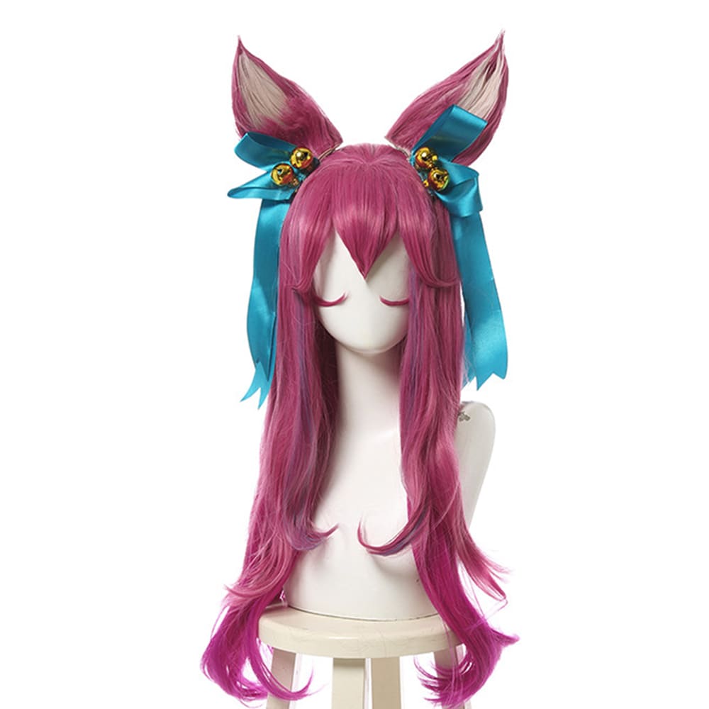 【In Stock】Game League Of Legends Cosplay Spirit Blossom Ahri Wig Long Dark Pink Wigs