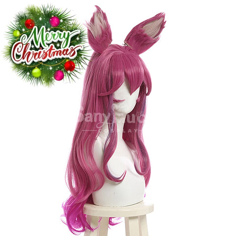 【In Stock】Game League Of Legends Cosplay Spirit Blossom Ahri Wig Long Dark Pink Wigs