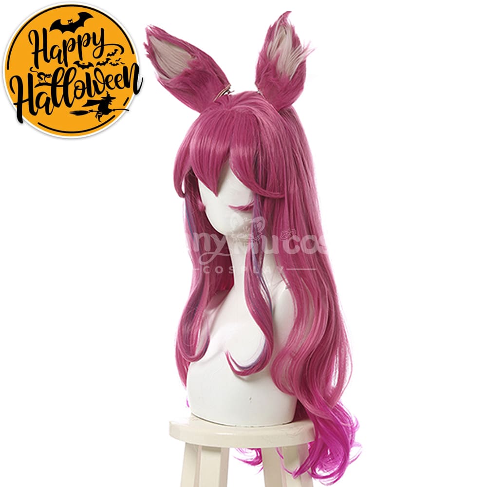 【In Stock】Game League Of Legends Cosplay Spirit Blossom Ahri Wig Long Dark Pink Wigs