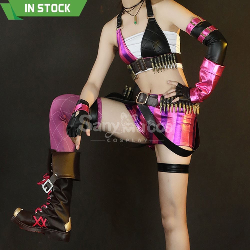 【In Stock】Game League Of Legends Jinx Sexy Top And Pants Cosplay Costume Costumes