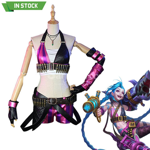 【In Stock】Game League Of Legends Jinx Sexy Top And Pants Cosplay Costume Costumes