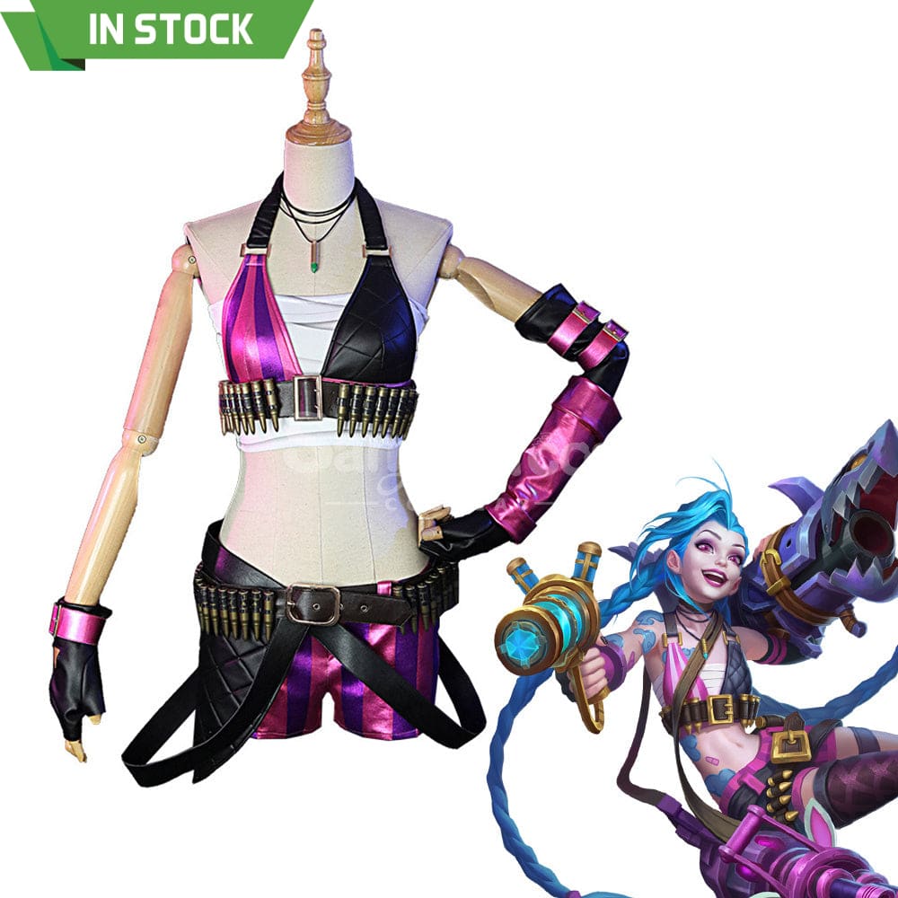 【In Stock】Game League Of Legends Jinx Sexy Top And Pants Cosplay Costume Costumes