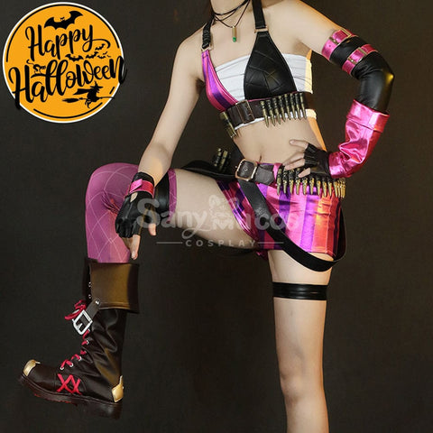 【In Stock】Game League Of Legends Jinx Sexy Top And Pants Cosplay Costume Costumes
