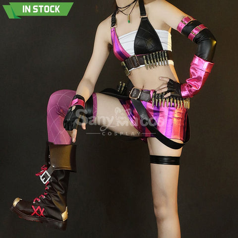 【In Stock】Game League Of Legends Jinx Sexy Top And Pants Cosplay Costume Costumes