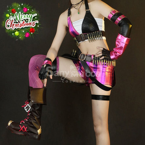 【In Stock】Game League Of Legends Jinx Sexy Top And Pants Cosplay Costume Costumes