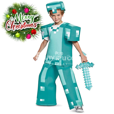 【In Stock】Game Minecraft Cosplay Diamond Set Costume Kid Size #1 / S Costumes