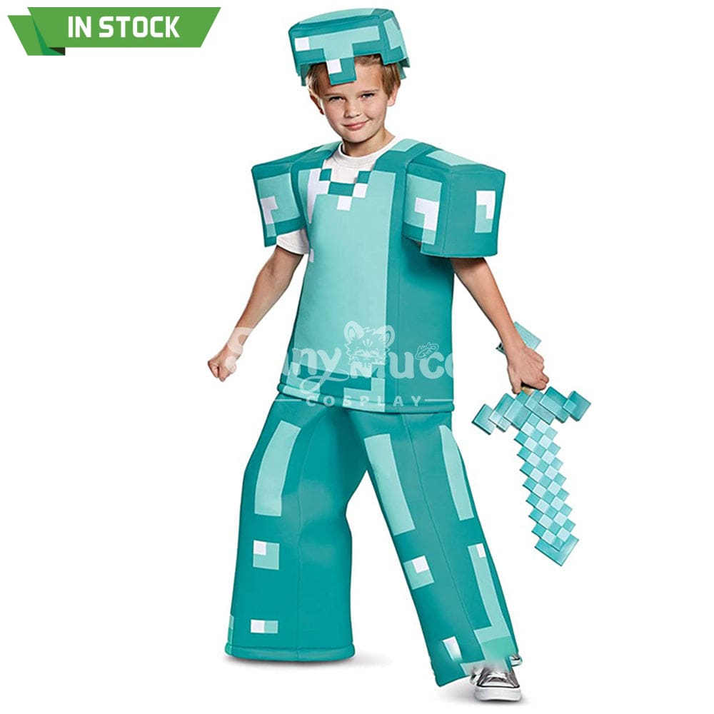 【In Stock】Game Minecraft Cosplay Diamond Set Costume Kid Size #1 / S Costumes