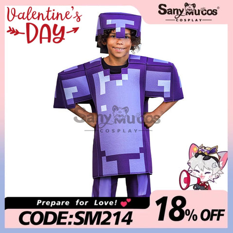 【In Stock】Game Minecraft Cosplay Diamond Set Costume Kid Size #3 / S Costumes