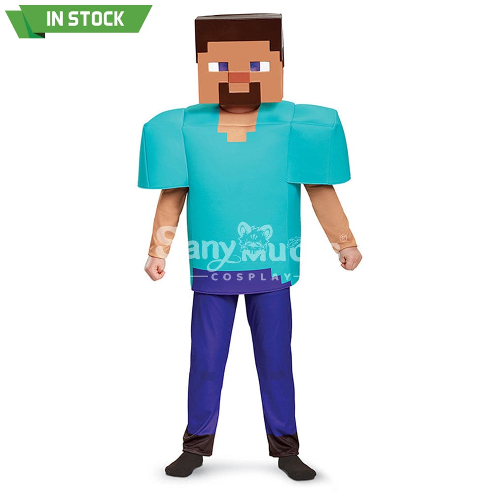 【In Stock】Game Minecraft Cosplay Steve Costume Kid Size Costumes