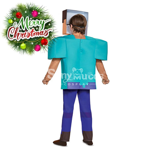 【In Stock】Game Minecraft Cosplay Steve Costume Kid Size Costumes